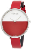Buy Shop Calvin Klein Rise Yellow Red Dial Red Leather Strap Watch for Women - K7A231UP USA Online