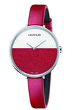 Buy Shop Calvin Klein Rise Yellow Red Dial Red Leather Strap Watch for Women - K7A231UP USA Online