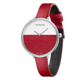 Buy Shop Calvin Klein Rise Yellow Red Dial Red Leather Strap Watch for Women - K7A231UP USA Online
