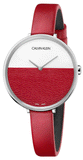 Buy Shop Calvin Klein Rise Yellow Red Dial Red Leather Strap Watch for Women - K7A231UP USA Online