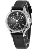 Buy Shop Calvin Klein Skirt Chronograph Black Dial Black Leather Strap Watch for Men - K2U291C1 USA Online