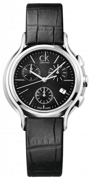 Buy Shop Calvin Klein Skirt Chronograph Black Dial Black Leather Strap Watch for Men - K2U291C1 USA Online