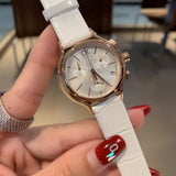 Buy Shop Calvin Klein Skirt Chronograph White Dial White Leather Strap Watch for Women - K2U296L6 USA Online