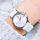 Buy Shop Calvin Klein Skirt White Dial White Leather Strap Watch for Women - K2U231K6 USA Online