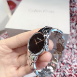 Buy Shop Calvin Klein Snake Black Dial Silver Steel Strap Watch For Women - K6E23141 USA Online