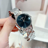 Buy Shop Calvin Klein Snake Black Dial Silver Steel Strap Watch For Women - K6E23141 USA Online