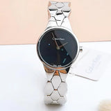 Buy Shop Calvin Klein Snake Black Dial Silver Steel Strap Watch For Women - K6E23141 USA Online