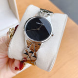 Buy Shop Calvin Klein Snake Black Dial Silver Steel Strap Watch For Women - K6E23141 USA Online