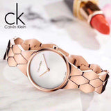 Buy Shop Calvin Klein Snake Silver Dial Rose Gold Steel Strap Watch For Women - K6E23646 USA Online