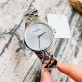 Buy Shop Calvin Klein Snake Silver Dial Silver Steel Strap Watch For Women - K6E23146 USA Online
