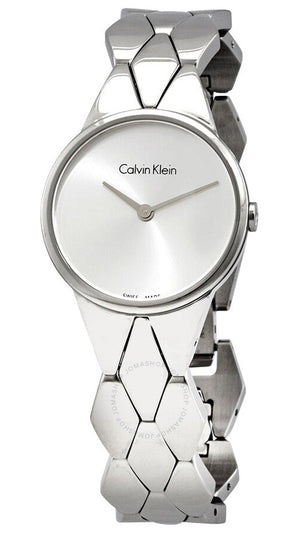 Buy Shop Calvin Klein Snake Silver Dial Silver Steel Strap Watch For Women - K6E23146 USA Online