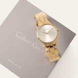 Buy Shop Calvin Klein Snake Silver Dial Yellow Gold Steel Strap Watch For Women - K6E23546 USA Online