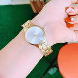 Buy Shop Calvin Klein Snake Silver Dial Yellow Gold Steel Strap Watch For Women - K6E23546 USA Online