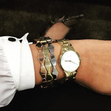 Buy Shop Calvin Klein Snake Silver Dial Yellow Gold Steel Strap Watch For Women - K6E23546 USA Online
