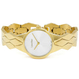 Buy Shop Calvin Klein Snake Silver Dial Yellow Gold Steel Strap Watch For Women - K6E23546 USA Online