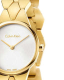 Buy Shop Calvin Klein Snake Silver Dial Yellow Gold Steel Strap Watch For Women - K6E23546 USA Online