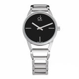 Buy Shop Calvin Klein Stately Black Dial Silver Steel Strap Watch for Women - K3G23121 USA Online