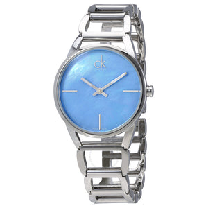 Buy Shop Calvin Klein Stately Blue Mother of Pearl Dial Silver Steel Strap Watch for Women - K3G2312N USA Online