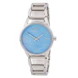 Buy Shop Calvin Klein Stately Blue Mother of Pearl Dial Silver Steel Strap Watch for Women - K3G2312N USA Online