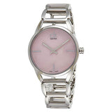 Buy Shop Calvin Klein Stately Pink Mother of Pearl Dial Silver Steel Strap Watch for Women - K3G2312E USA Online