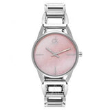 Buy Shop Calvin Klein Stately Pink Mother of Pearl Dial Silver Steel Strap Watch for Women - K3G2312E USA Online