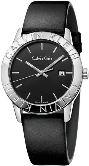Buy Shop Calvin Klein Steady Black Dial Black Leather Strap Watch for Women - K7Q211C1 USA Online