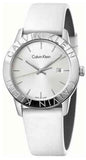 Buy Shop Calvin Klein Steady Silver Dial White Leather Strap Watch for Women - K7Q211L6 USA Online