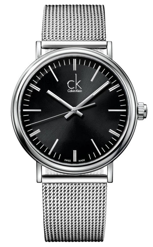 Buy Shop Calvin Klein Surround Black Dial Silver Mesh Bracelet Watch for Men - K3W21121 USA Online
