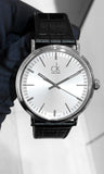 Buy Shop Calvin Klein Surround Silver Dial Black Leather Strap Watch for Men - K3W211C6 USA Online