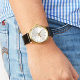 Buy Shop Calvin Klein Surround Silver Dial Black Leather Strap Watch for Men - K3W215C6 USA Online