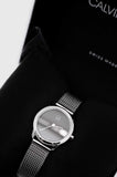Buy Shop Calvin Klein Minimal Grey Dial Silver Mesh Bracelet Watch for Women - K3M2312X USA Online