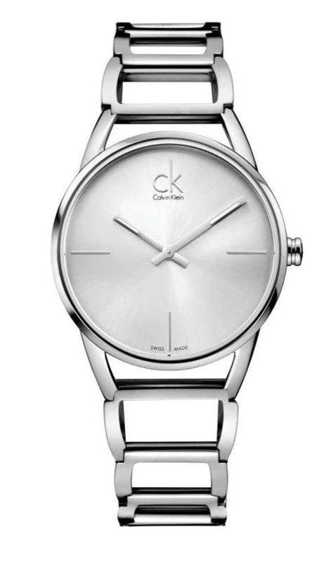 Buy Shop Calvin Klein Stately White Dial Silver Steel Strap Watch for Women - K3G23126 USA Online