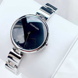 Buy Shop Calvin Klein Wavy Black Dial Silver Steel Strap Watch for Women - K9U23141 USA Online