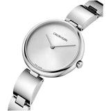 Buy Shop Calvin Klein Wavy Silver Dial Silver Steel Strap Watch for Women - K9U23146 USA Online