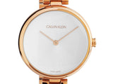 Buy Shop Calvin Klein Wavy White Dial Rose Gold Steel Strap Watch for Women - K9U23646 USA Online