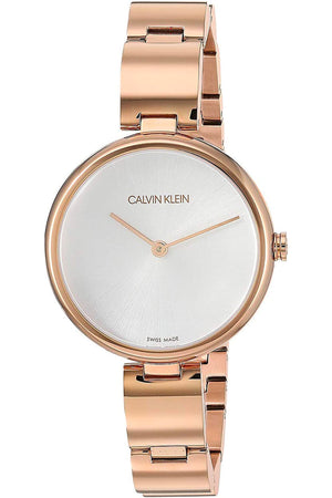 Buy Shop Calvin Klein Wavy White Dial Rose Gold Steel Strap Watch for Women - K9U23646 USA Online