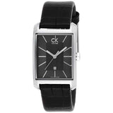 Buy Shop Calvin Klein Window Black Dial Black Leather Strap Watch for Men - K2M23107 USA Online