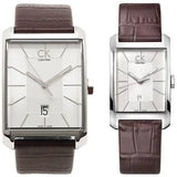 Buy Shop Calvin Klein Window Silver Dial Brown Leather Strap Watch for Men - K2M21126 USA Online