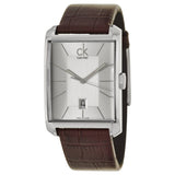 Buy Shop Calvin Klein Window Silver Dial Brown Leather Strap Watch for Men - K2M21126 USA Online