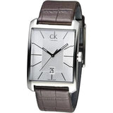 Buy Shop Calvin Klein Window Silver Dial Brown Leather Strap Watch for Men - K2M21126 USA Online
