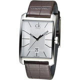 Buy Shop Calvin Klein Window Silver Dial Brown Leather Strap Watch for Men - K2M21126 USA Online