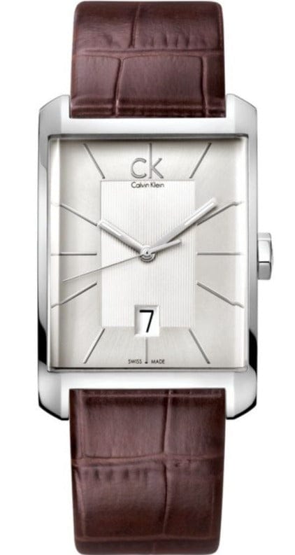 Buy Shop Calvin Klein Window Silver Dial Brown Leather Strap Watch for Men - K2M21126 USA Online