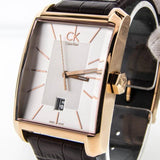 Buy Shop Calvin Klein Window Silver Dial Brown Leather Strap Watch for Men - K2M21620 USA Online