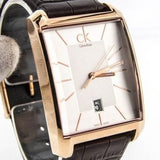 Buy Shop Calvin Klein Window Silver Dial Brown Leather Strap Watch for Men - K2M21620 USA Online