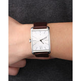 Buy Shop Calvin Klein Window Silver Dial Brown Leather Strap Watch for Women - K2M23126 USA Online