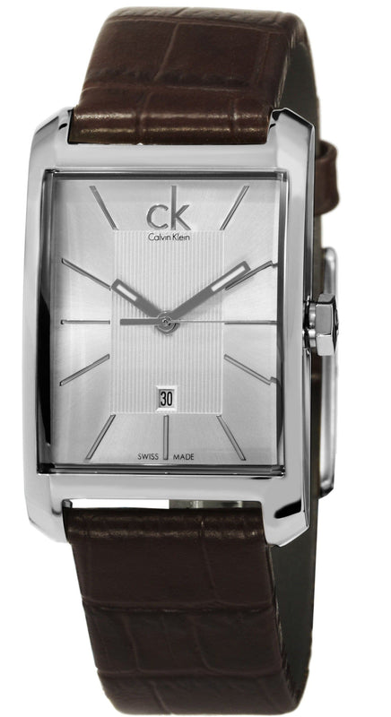 Buy Shop Calvin Klein Window Silver Dial Brown Leather Strap Watch for Women - K2M23126 USA Online