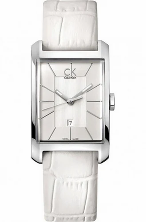 Buy Shop Calvin Klein Window White Dial White Leather Strap Watch for Women - K2M23120 USA Online