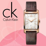 Buy Shop Calvin Klein Window White Dial Brown Leather Strap Watch for Women - K2M23620 USA Online
