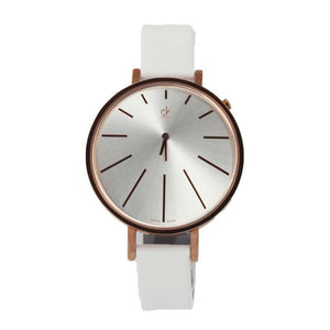 Buy Shop Calvin Klein Equal Silver Dial White Leather Strap Watch for Women - K3E236L6 USA Online