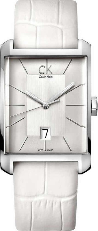 Buy Shop Calvin Klein Window White Dial White Leather Strap Watch for Women - K2M23120 USA Online